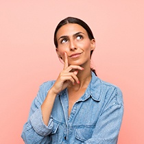 Closeup of woman thinking