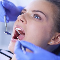 young woman at her dental checkup 